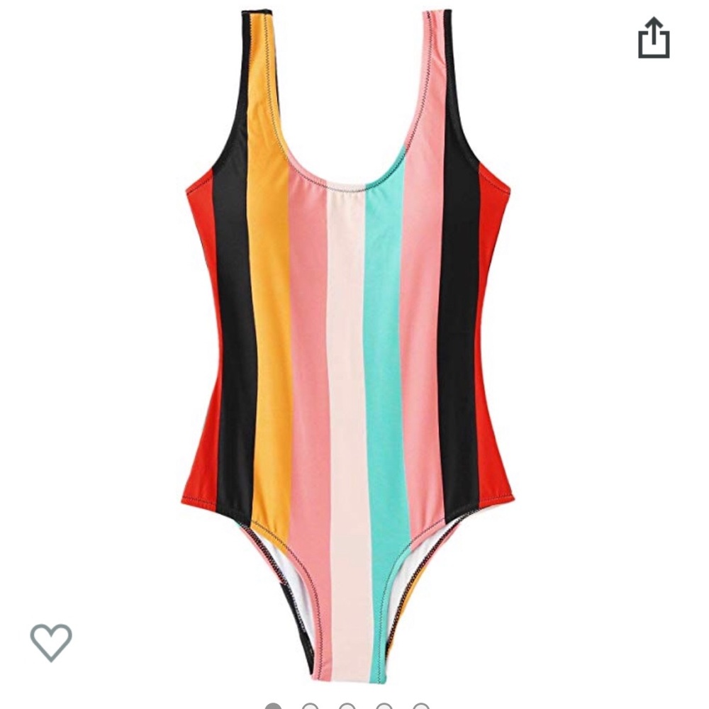 Rainbow one piece low back suit.